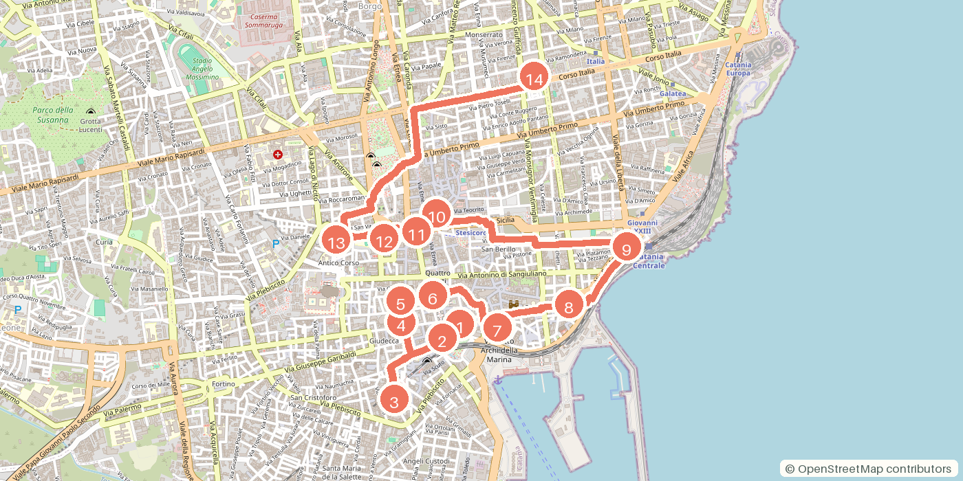 Carte du parcours à pied