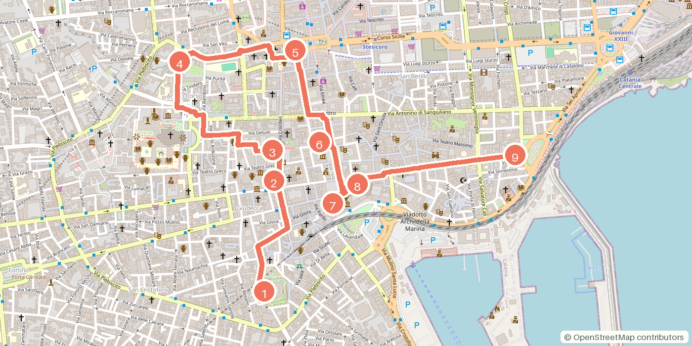 Carte du parcours à pied
