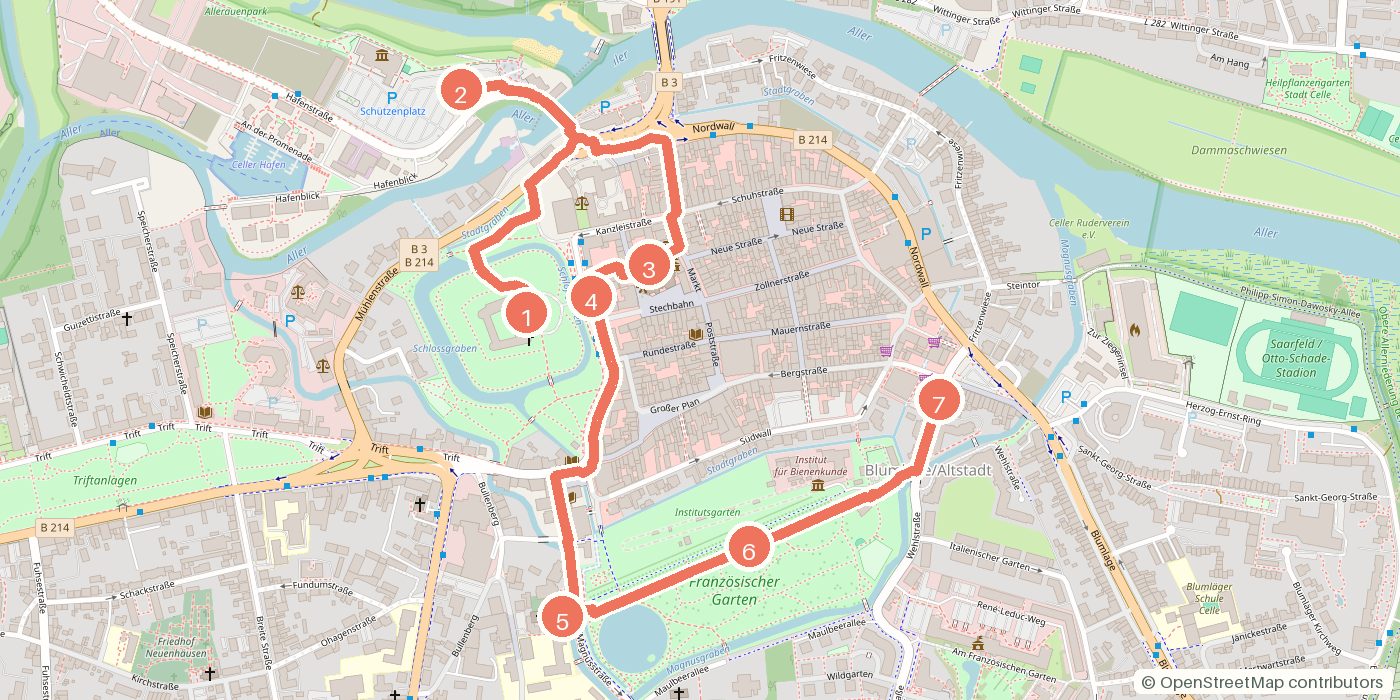 Carte du parcours à pied