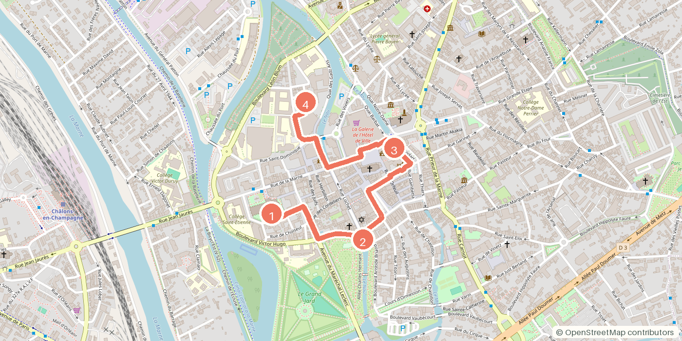 Carte du parcours à pied