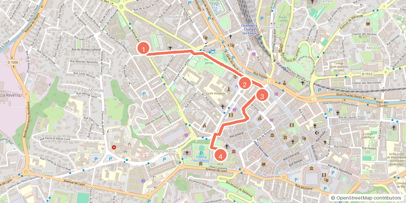 Carte du parcours à pied