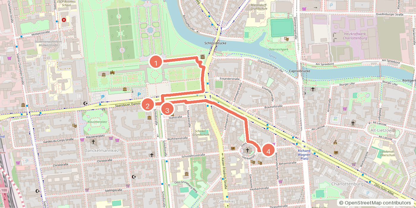 Carte du parcours à pied