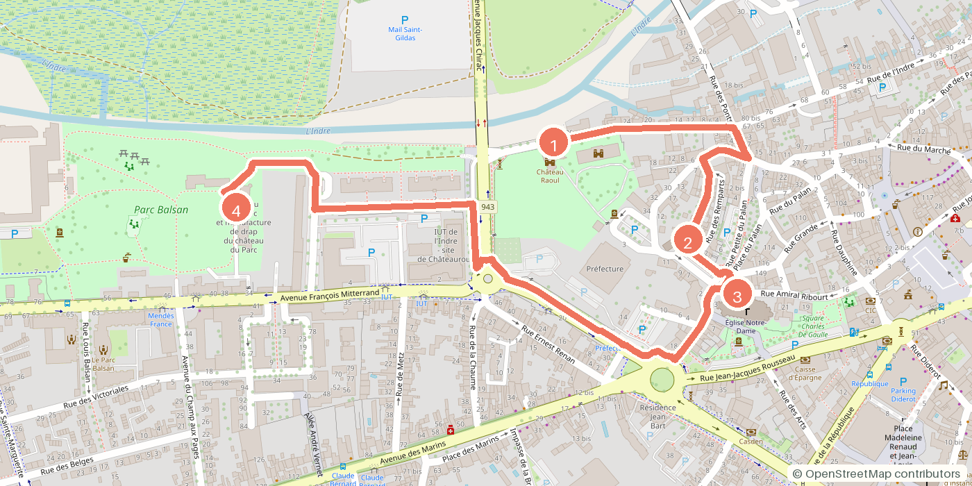 Carte du parcours à pied