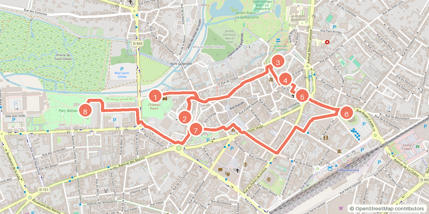 Carte du parcours à pied