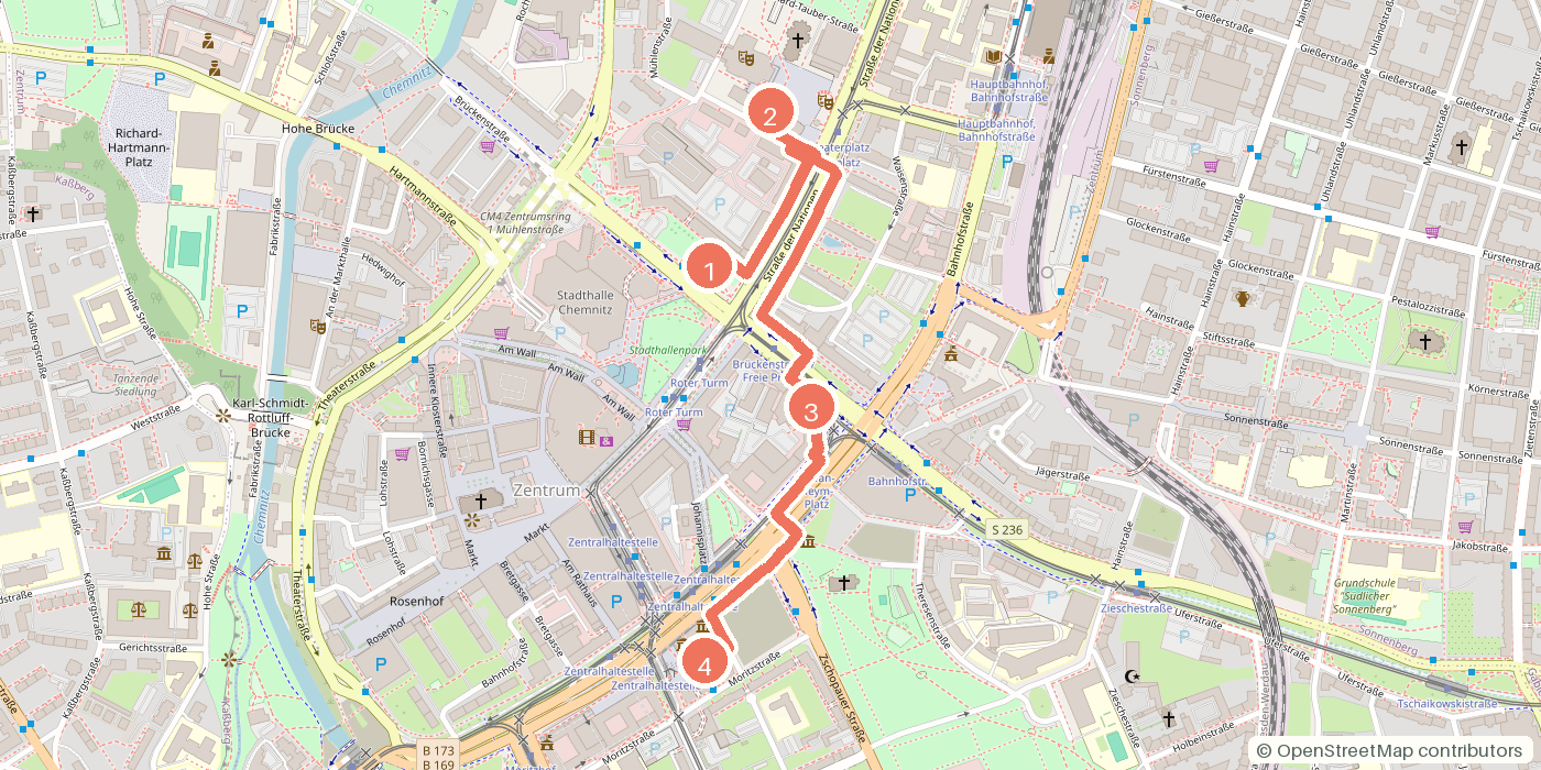 Carte du parcours à pied