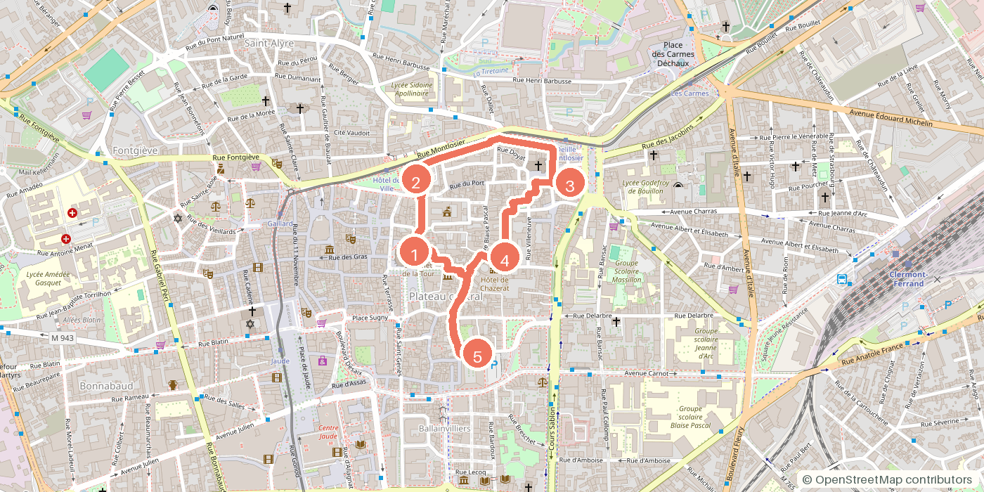 Carte du parcours à pied