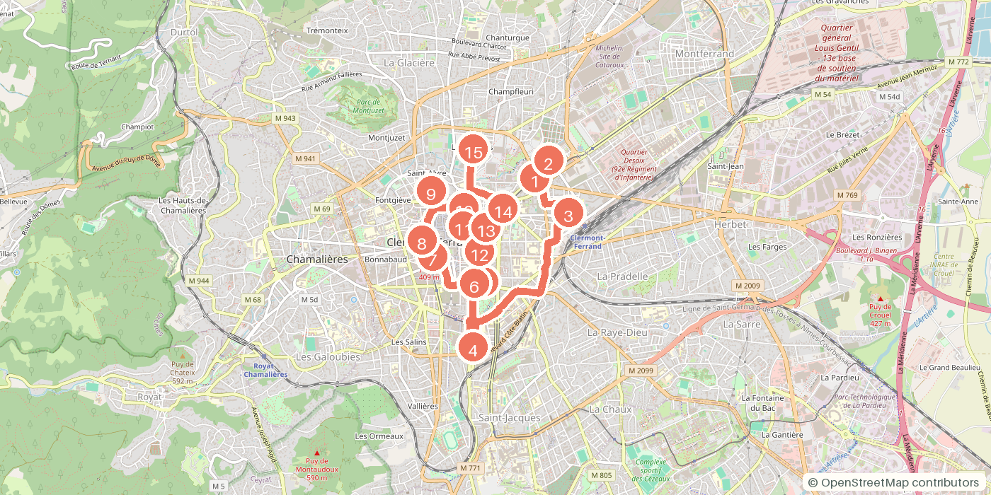 Carte du parcours à pied