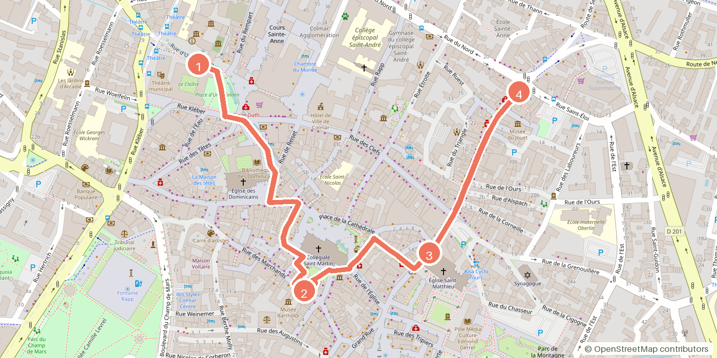 Carte du parcours à pied