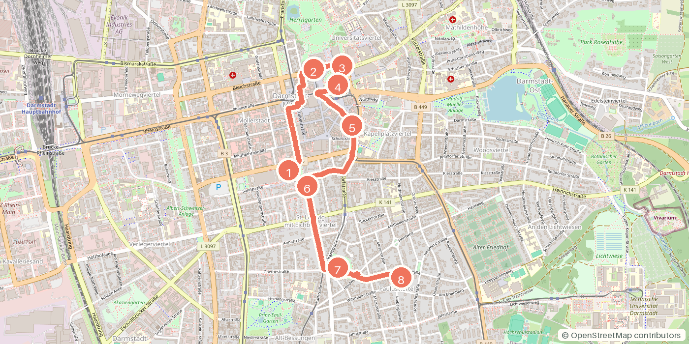 Carte du parcours à pied