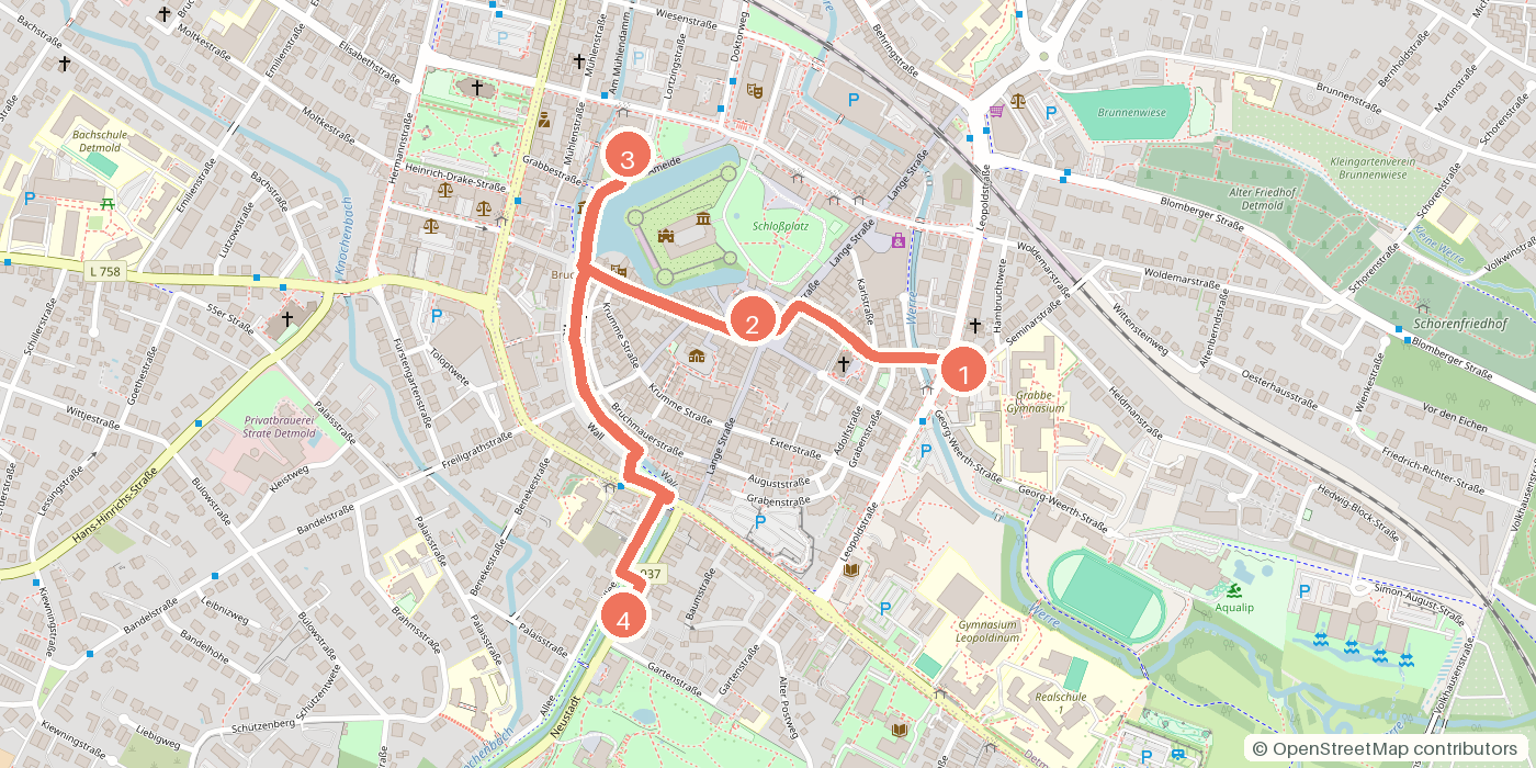 Carte du parcours à pied