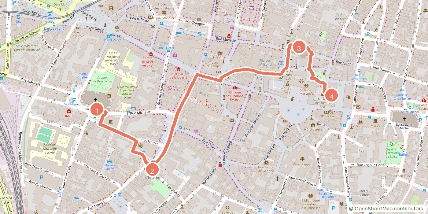 Carte du parcours à pied