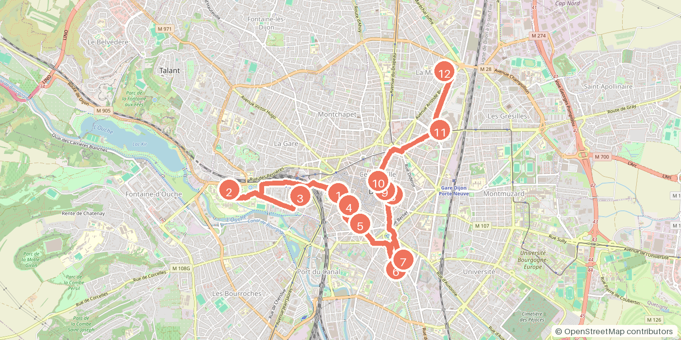 Carte du parcours à pied
