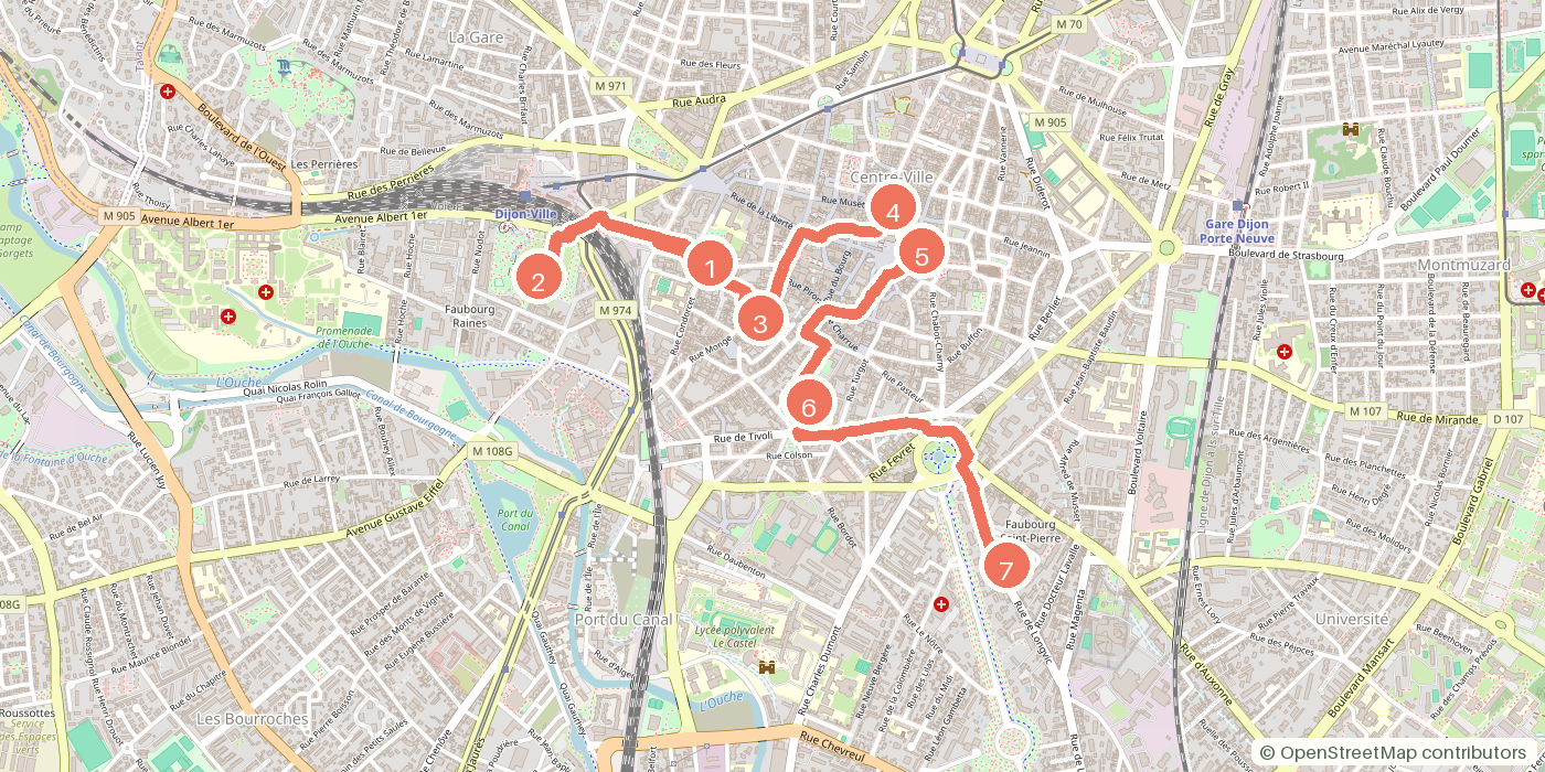 Carte du parcours à pied