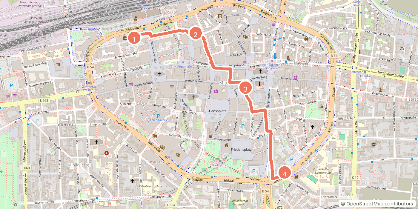 Carte du parcours à pied