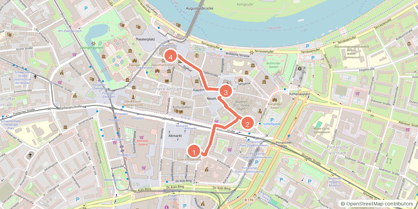 Carte du parcours à pied