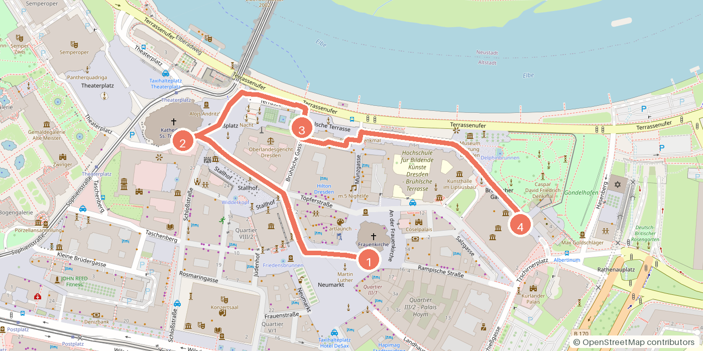 Carte du parcours à pied