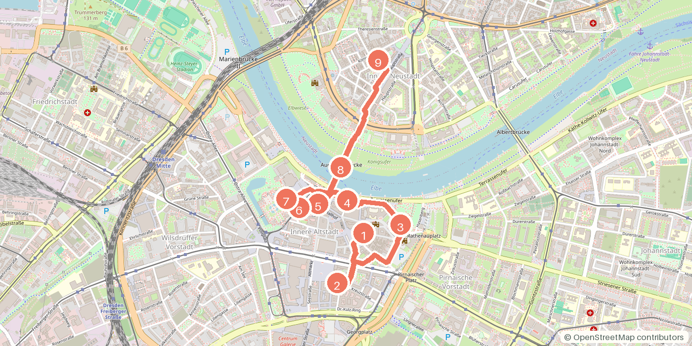 Carte du parcours à pied