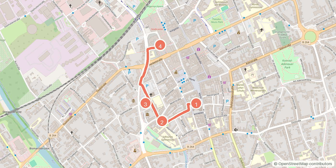 Carte du parcours à pied