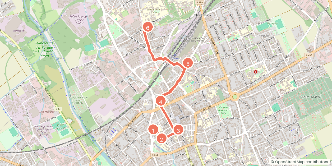 Carte du parcours à pied