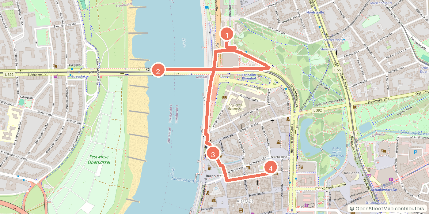 Carte du parcours à pied