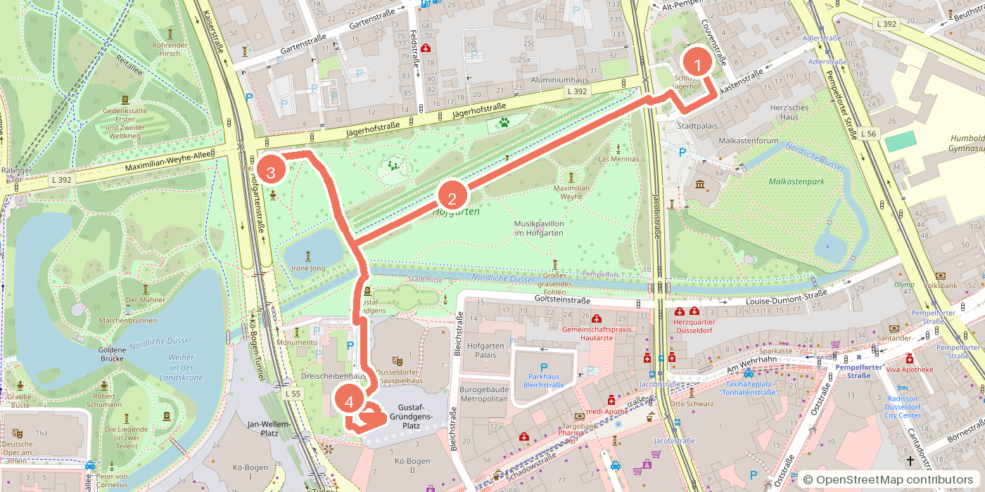 Carte du parcours à pied