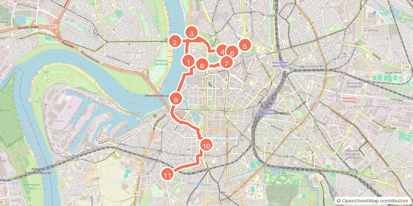 Carte du parcours à pied