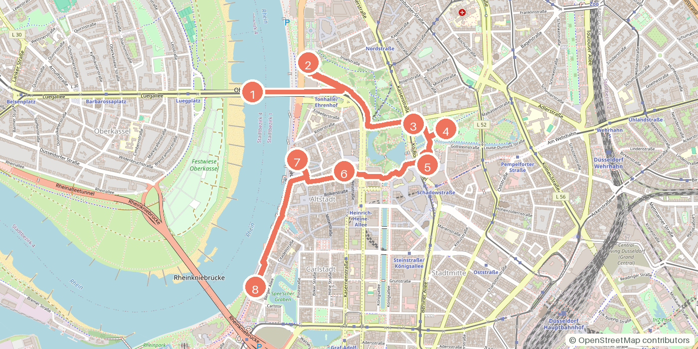 Carte du parcours à pied
