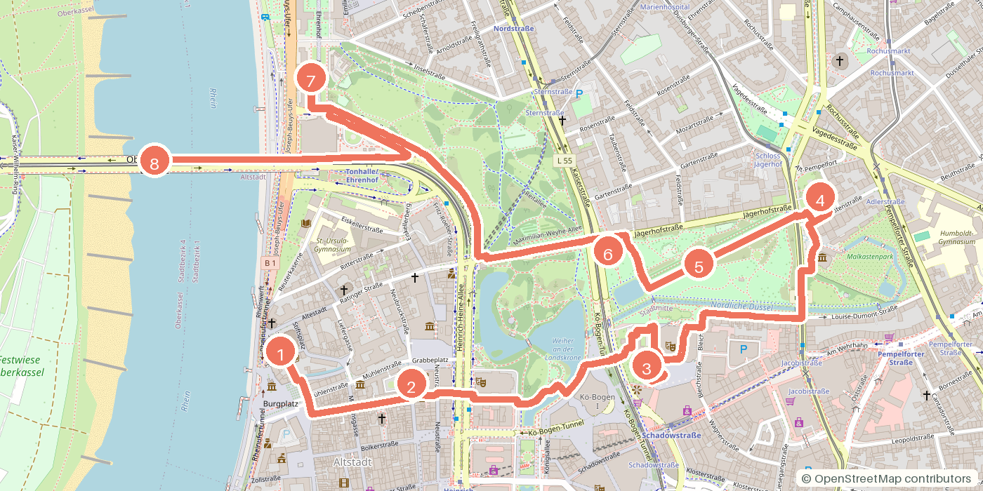 Carte du parcours à pied
