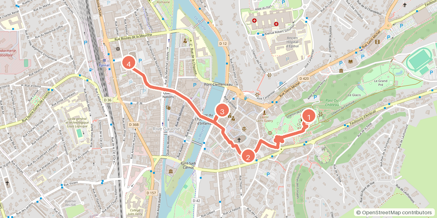 Carte du parcours à pied
