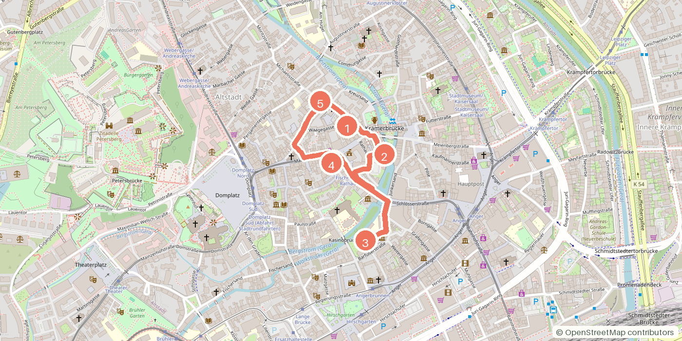 Carte du parcours à pied