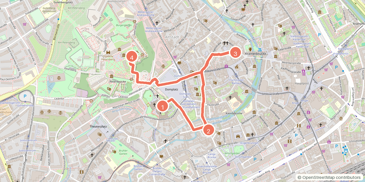 Carte du parcours à pied