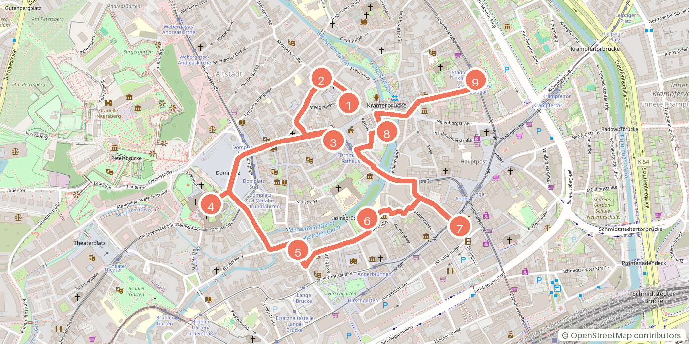 Carte du parcours à pied