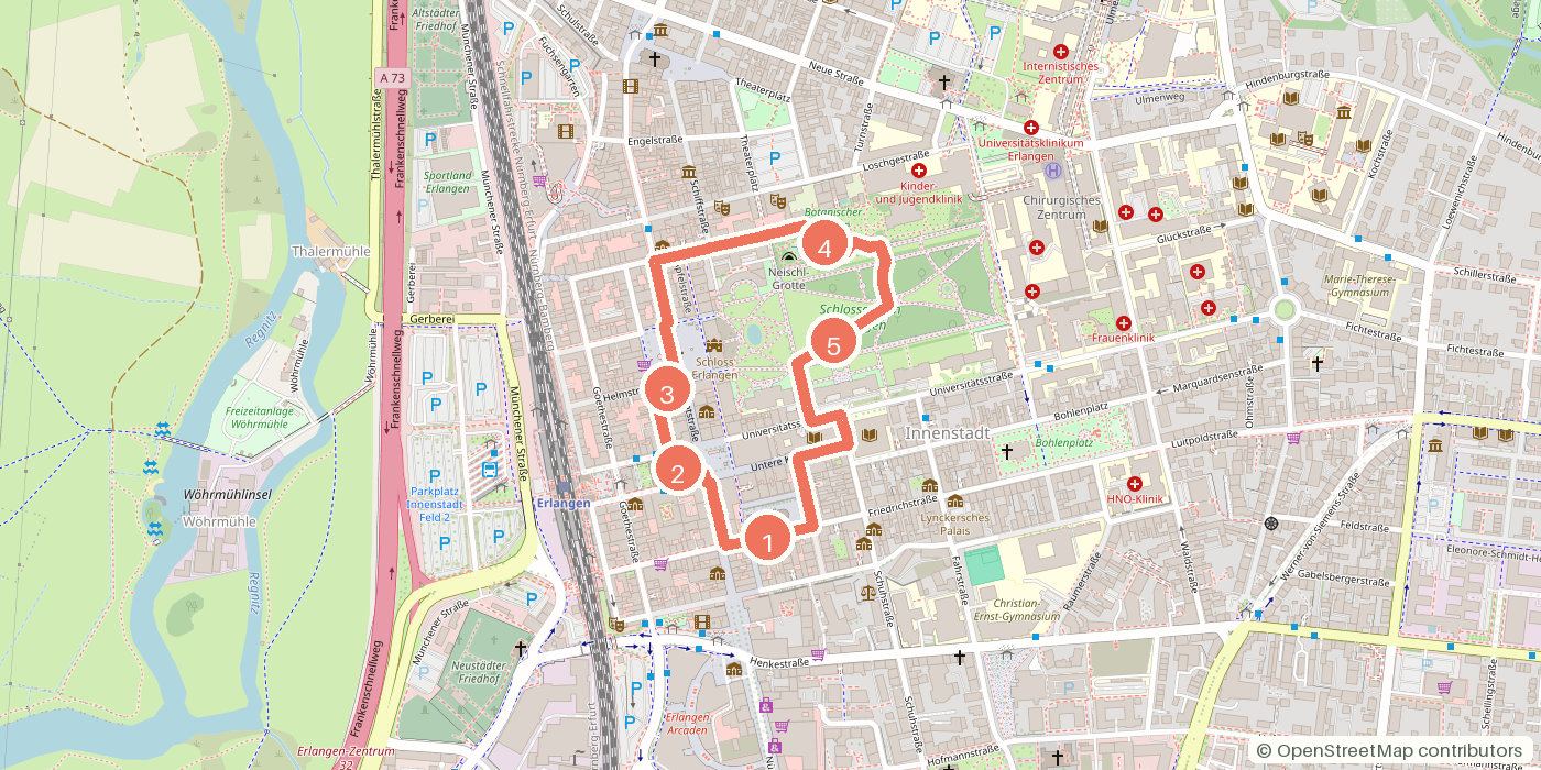 Carte du parcours à pied