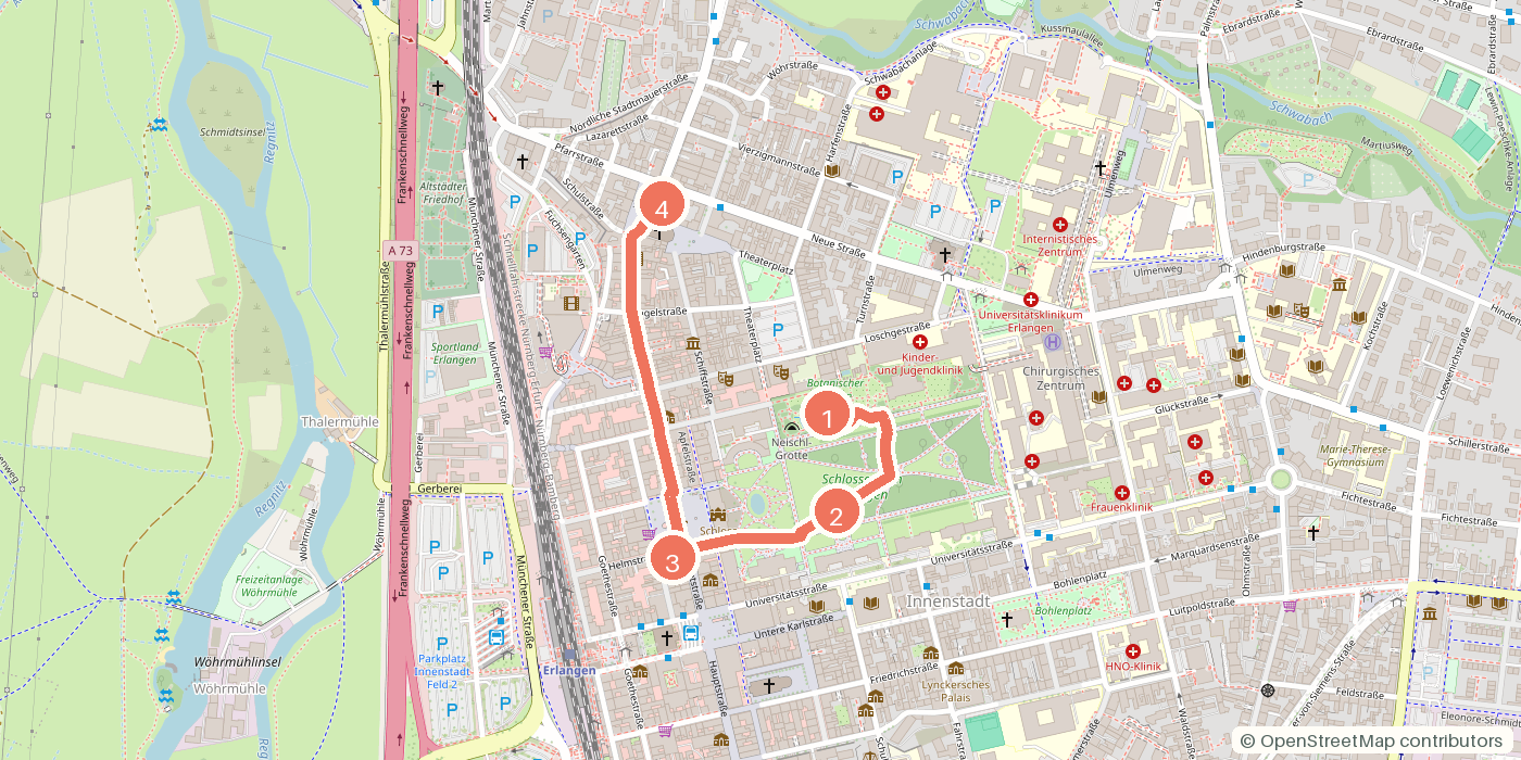 Carte du parcours à pied