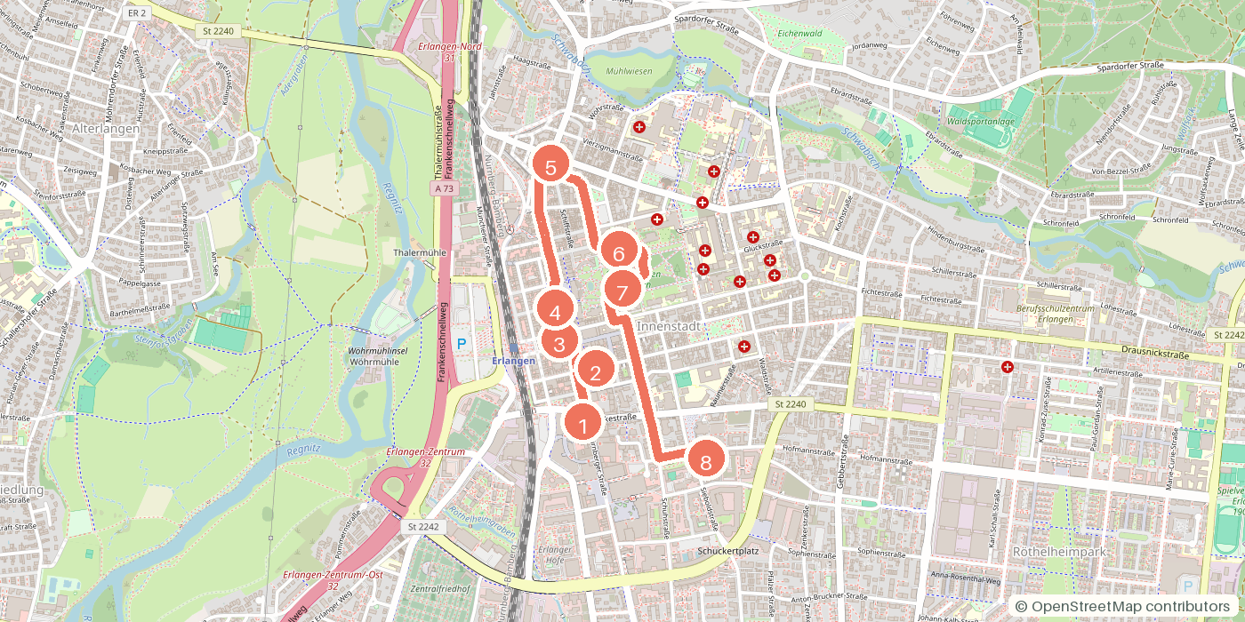 Carte du parcours à pied