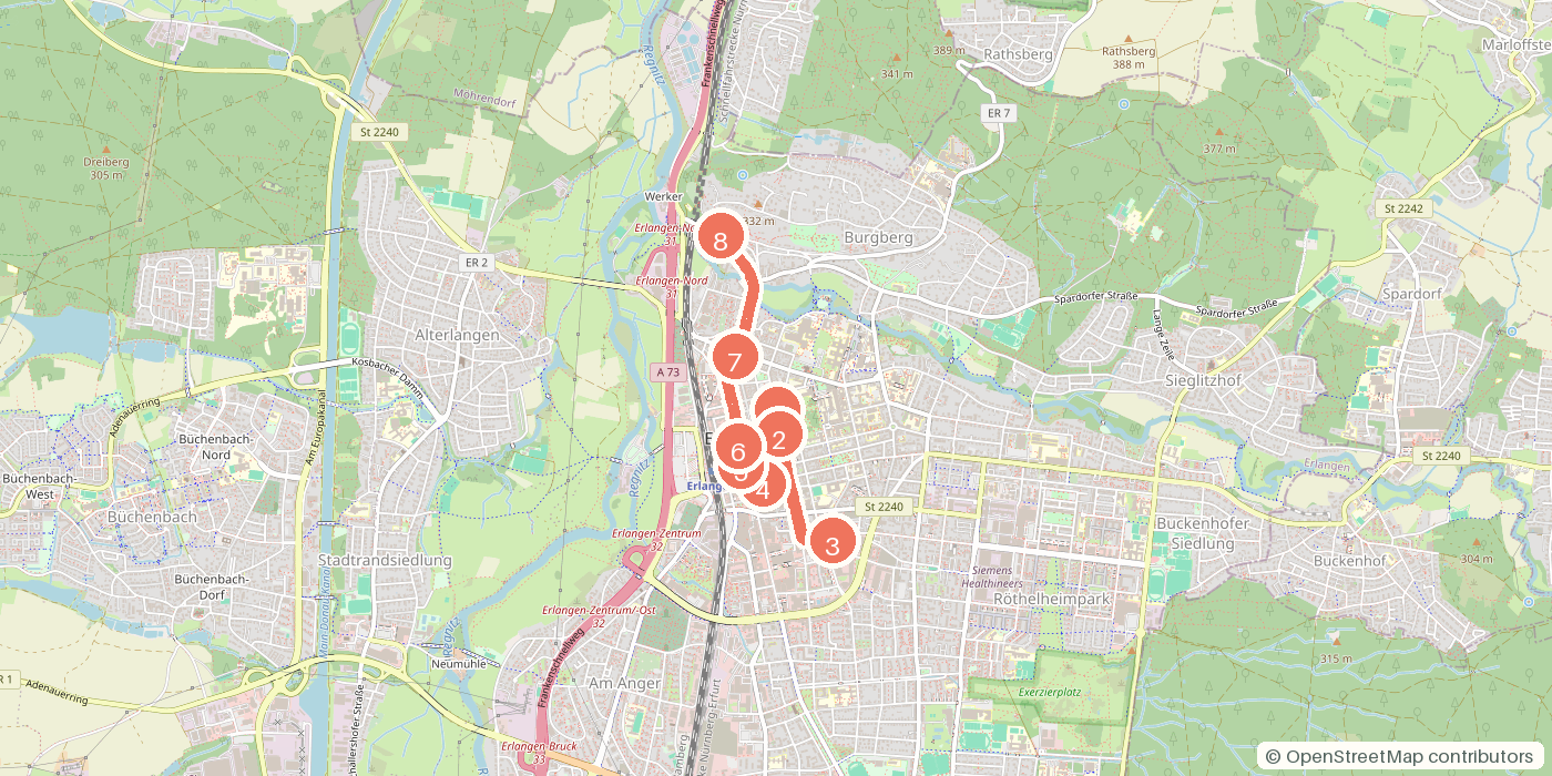 Carte du parcours à pied