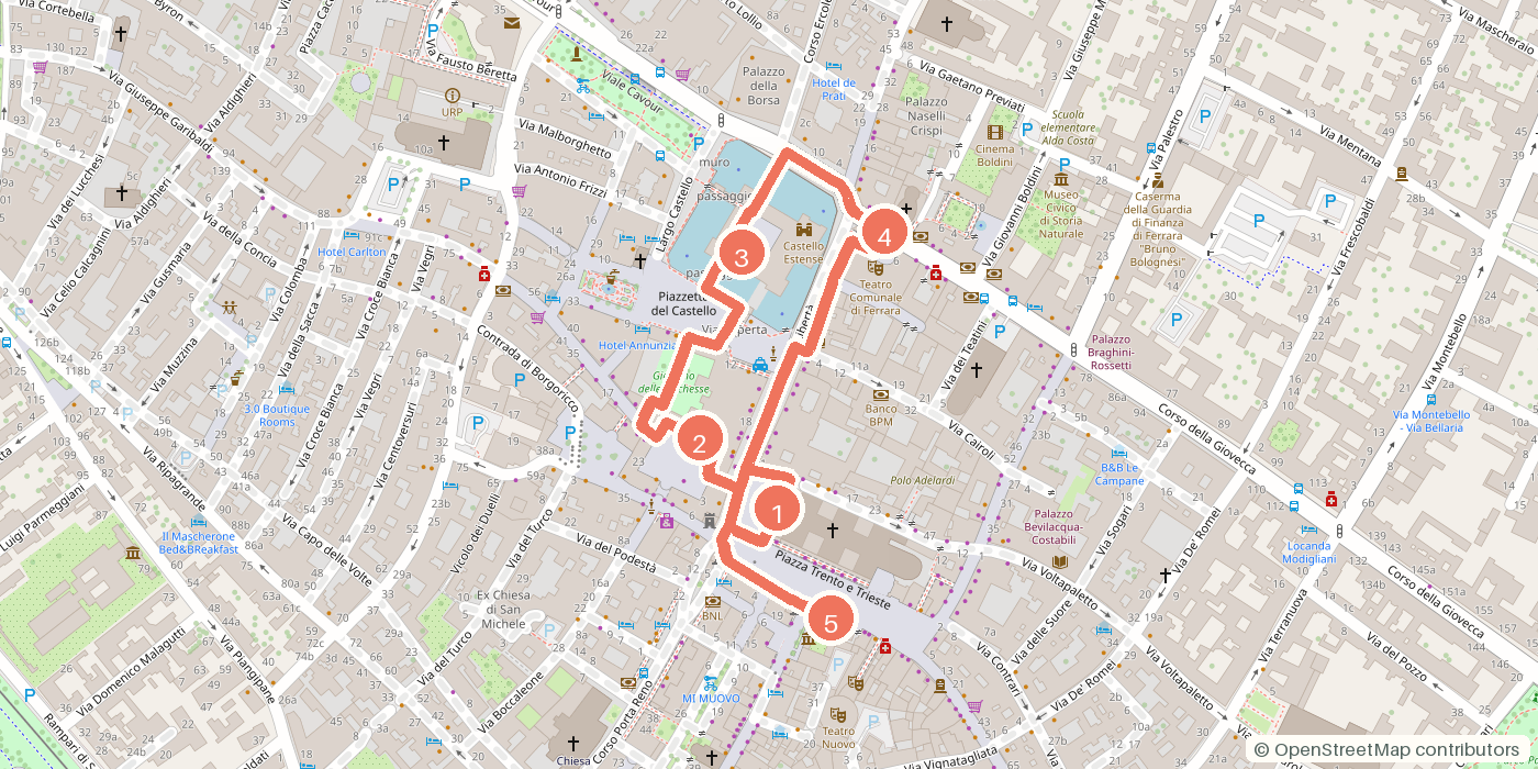 Carte du parcours à pied
