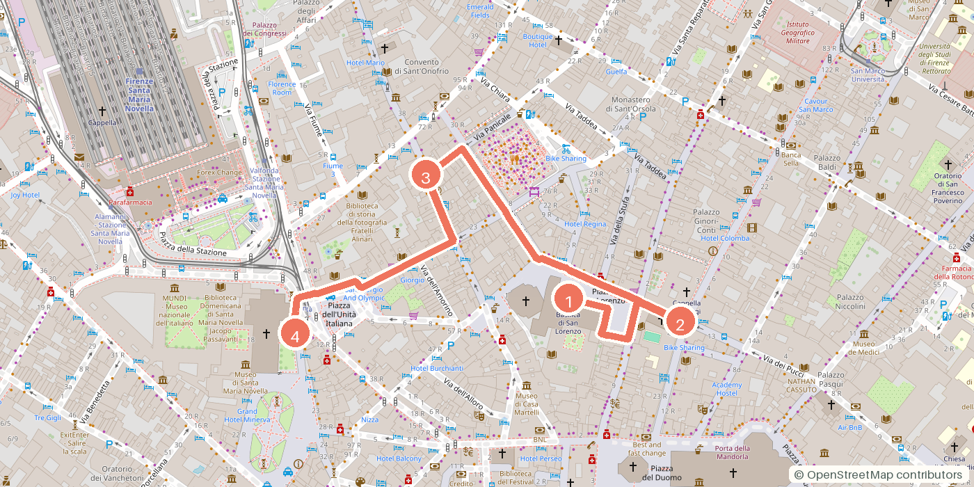 Carte du parcours à pied