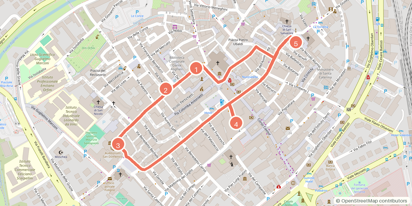 Carte du parcours à pied