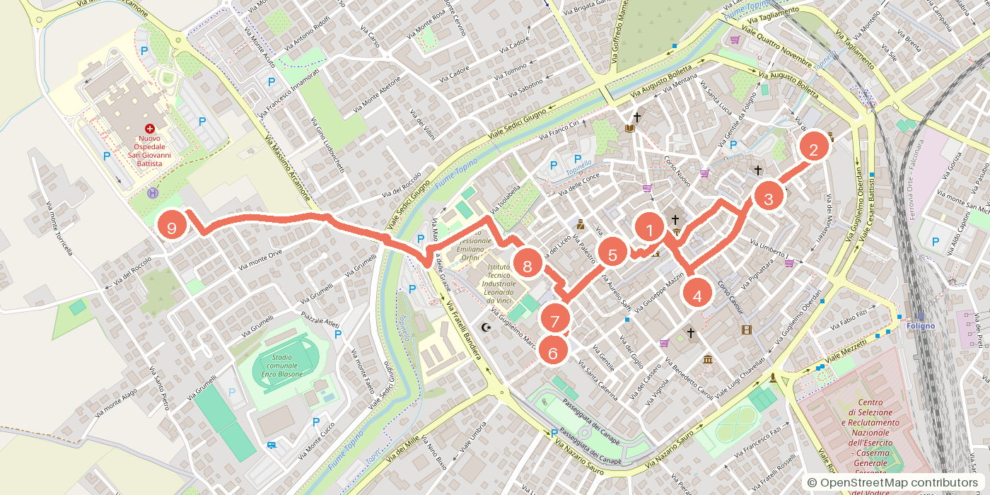 Carte du parcours à pied