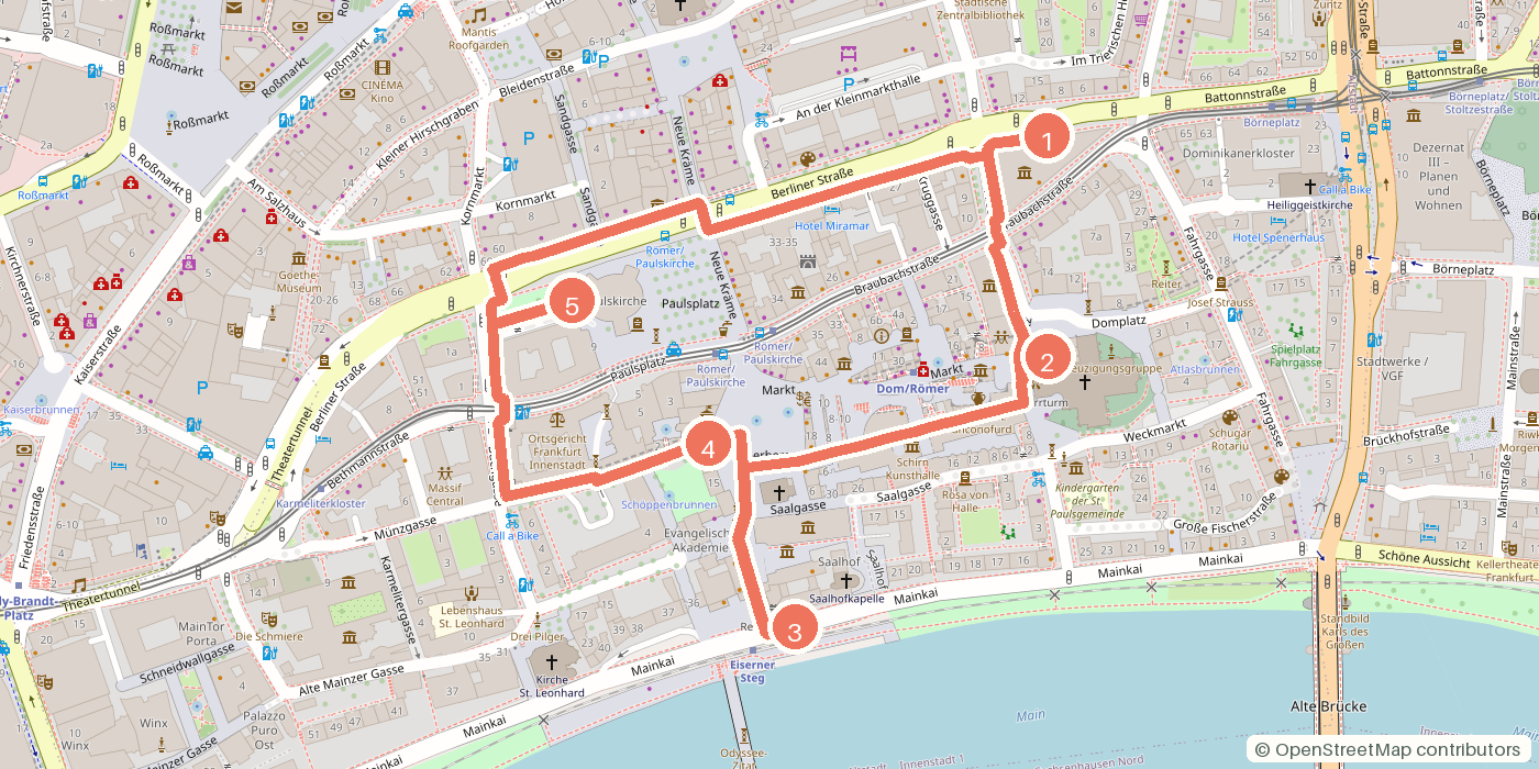 Carte du parcours à pied