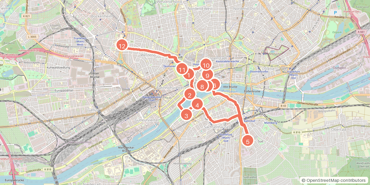 Carte du parcours à pied