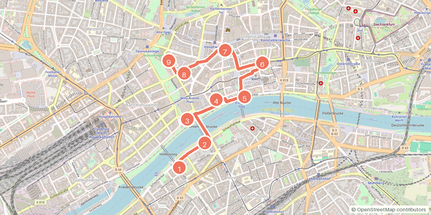 Carte du parcours à pied