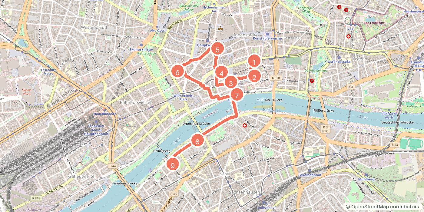 Carte du parcours à pied