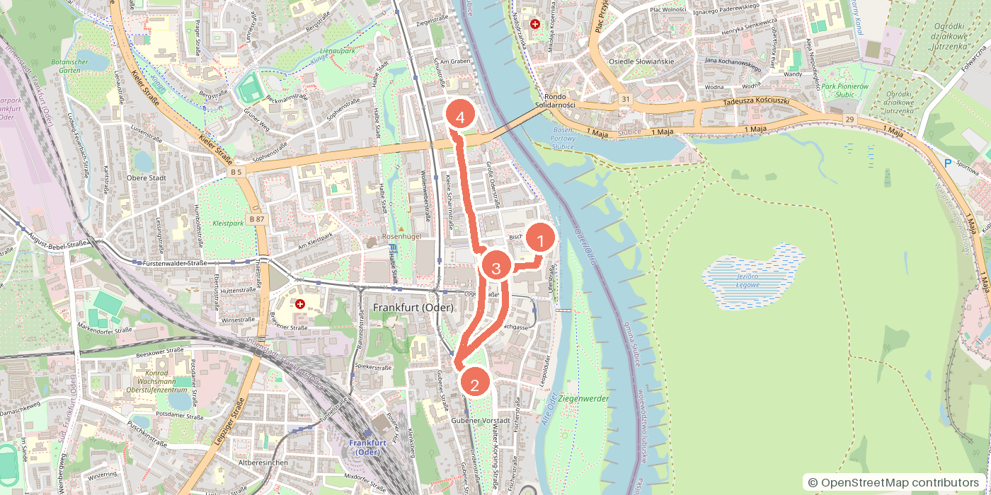 Carte du parcours à pied