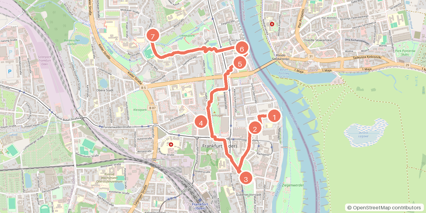 Carte du parcours à pied