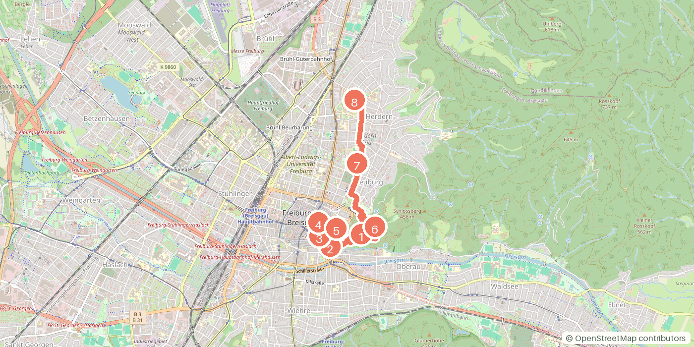 Carte du parcours à pied