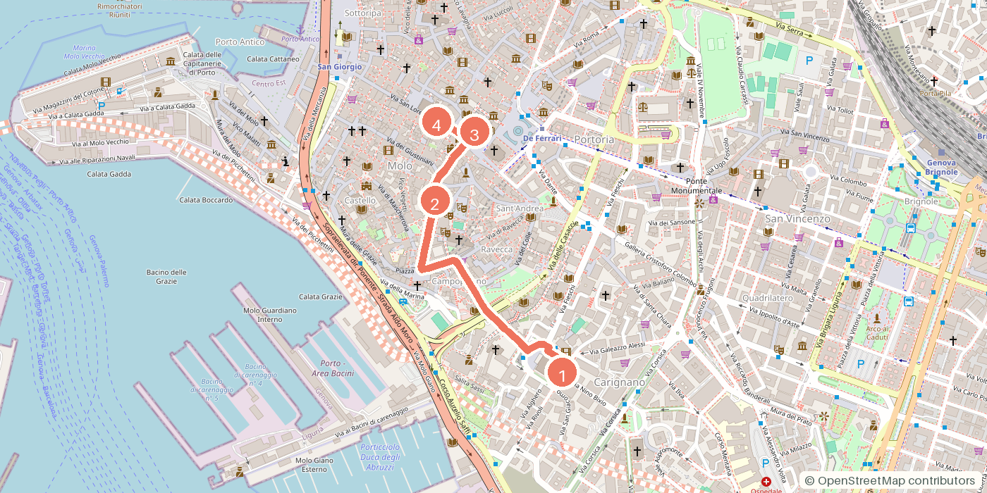Carte du parcours à pied