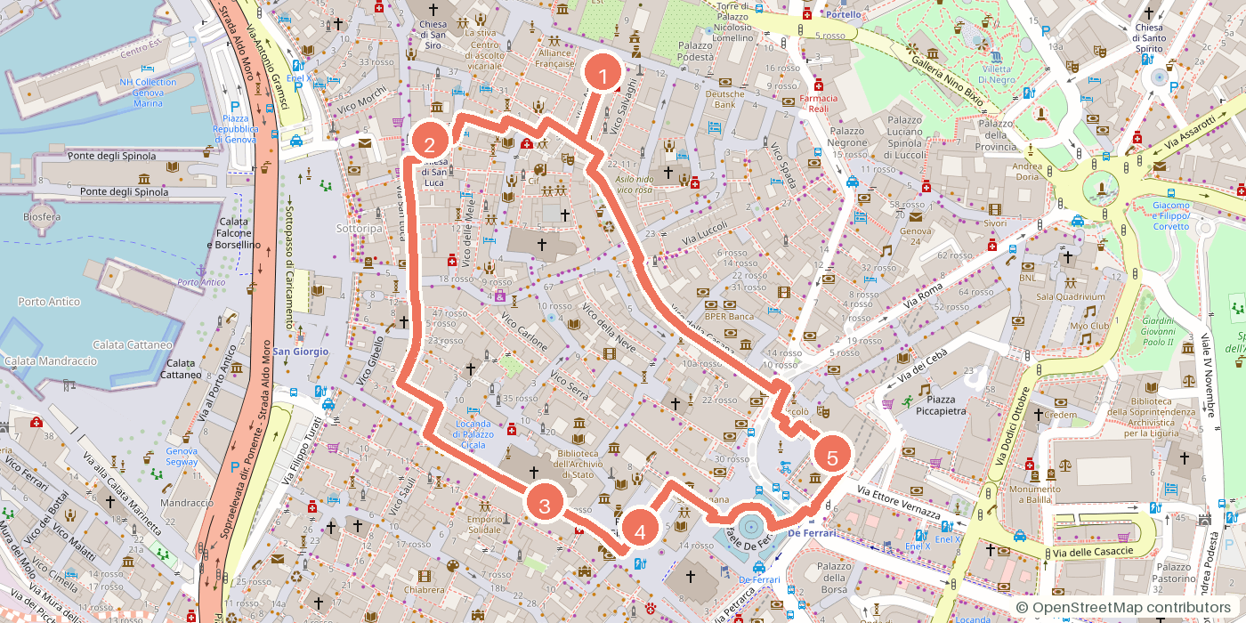 Carte du parcours à pied