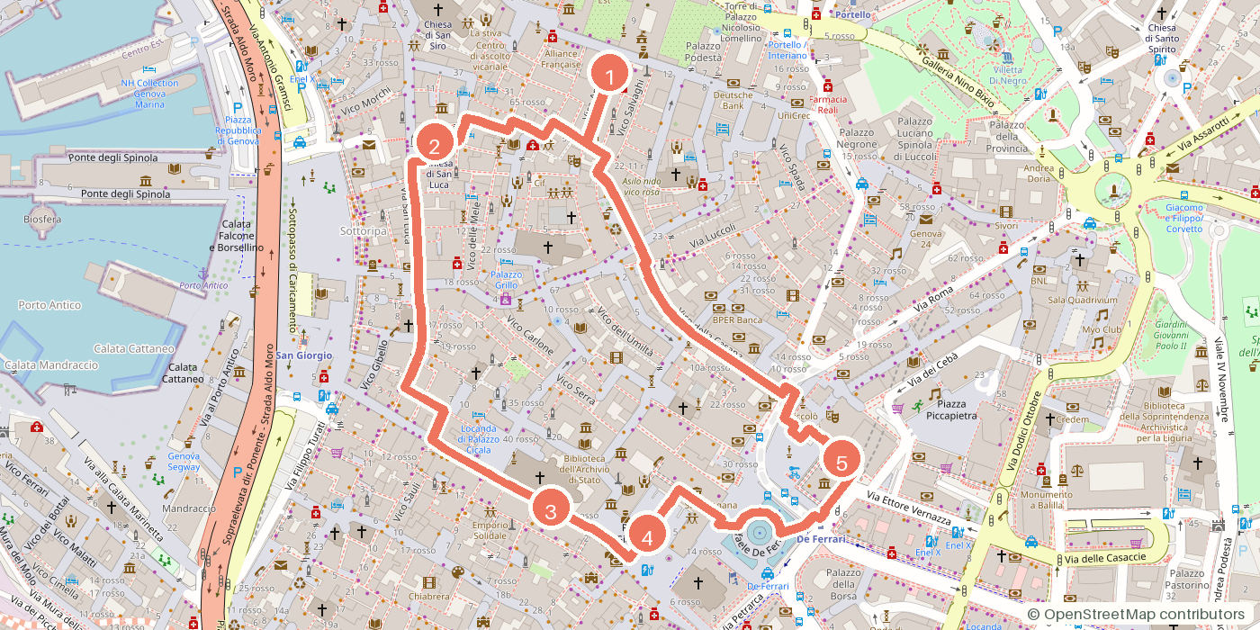 Carte du parcours à pied